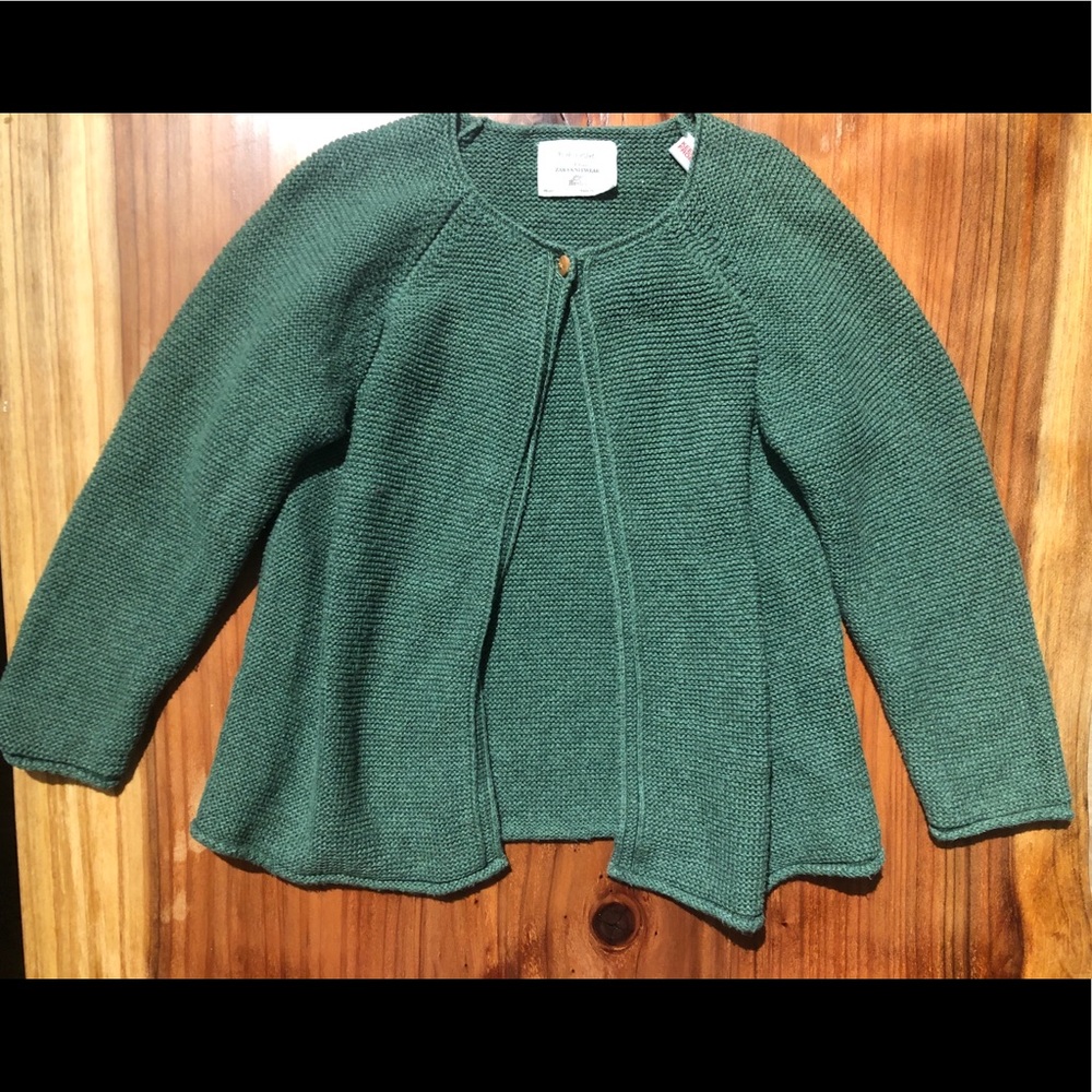 Knit Single Button Forest Green Girls Cardigan